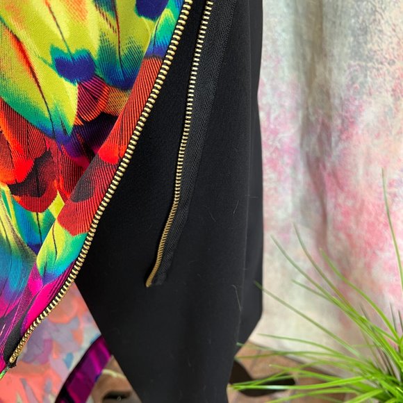 📌Worthington Eye-Catcher Exotic Print Rainbow  Color Jungle Zipper Skirt - Picture 4 of 16
